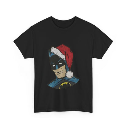 Batman Santa Hat Christmas T-Shirt - Festive Superhero Style for the Holidays! - Fun Christmas T-Shirt for Superhero Fans