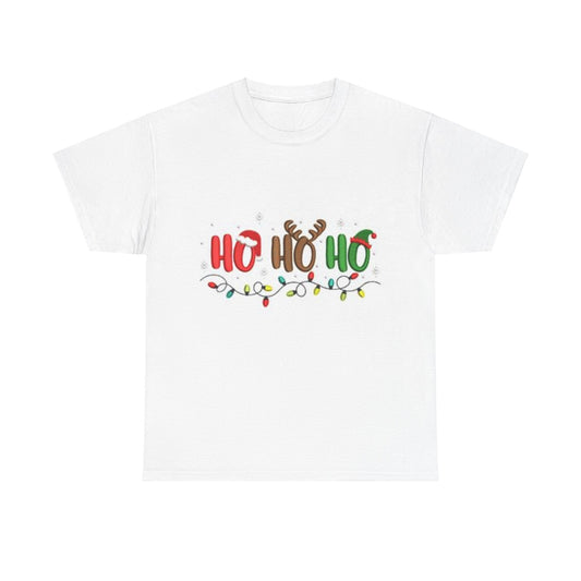 Festive Christmas Mens Heavy Cotton T-Shirt - "Ho Ho Ho" Christmas Shirt