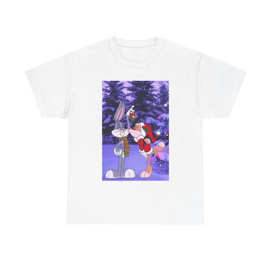 Festive Cartoon Bugs Bunny Mens Heavy Cotton T-Shirt