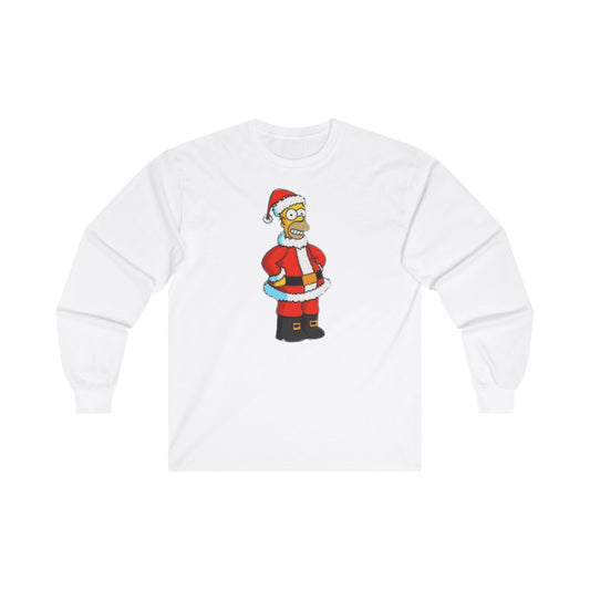 Funny Santa Homer Simpson Long Sleeve Tee - Mens Christmas Shirt